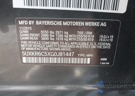 2016 BMW X5 xDrive50I from USA, damaged, VIN 5UXKR6C5XG0J81447